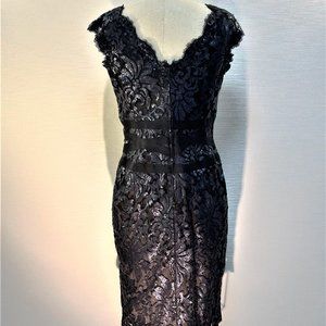 TADASHI SHOJI midnight blue beaded lace dress